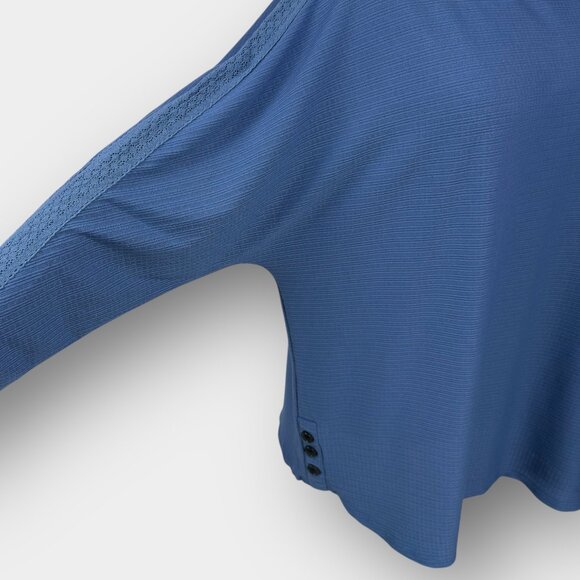 🟢 2/$25 ~ Lily Morgan 2X Blue Textured Knit Tunic Sleeve Button Hem Scoop Neck - Picture 6 of 10